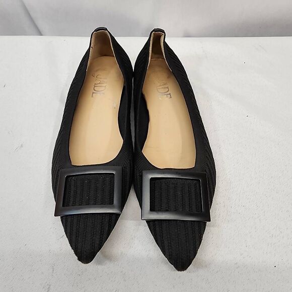 Women's Jade Black Pointy Heal Buckle Ballet Flats Size 6.5 - Picture 9 of 9